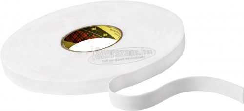 3M Kétoldalas ragasztószalag puha habosított szivaccsal 66m x 19mm, fehér 1 tekercs 9508W19