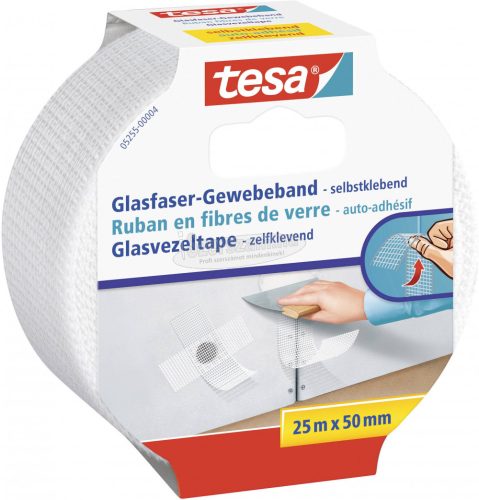 TESA Üvegszálas szövet ragasztószalag, 25mx50mm, fehér 05255-00004-00 TESA, 1 tekercs 05255-00004-01