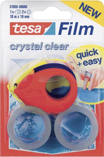 TESA Ragasztószalag, átlátszó 10m x 19mm, 2db + ragasztószalag tekercselő, TESAFILM 57859-00000-13