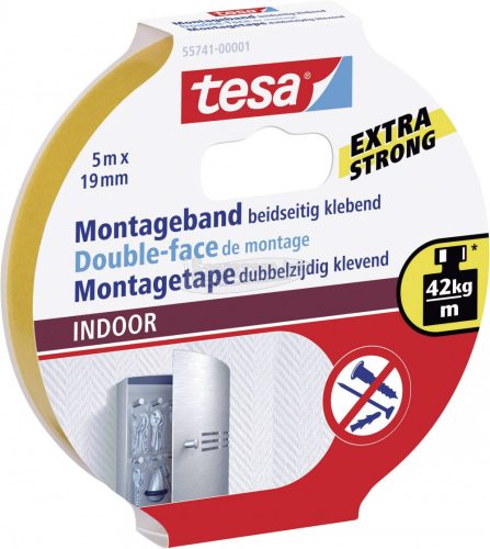 TESA Kétoldalas ragasztószalag beltérre, 5mx19mm, TESA 55741-00001-03