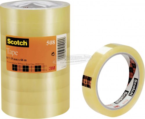 3M Átlátszó ragasztószalag, Scotch 508 66mx19mm, átlátszó FT-5100-9733-8 3M, 8 tekercs 5081966