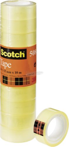 3M Átlátszó ragasztószalag, Scotch 508 10mx15mm, átlátszó FT-5100-9661-1 3M, 10 tekercs 5081510