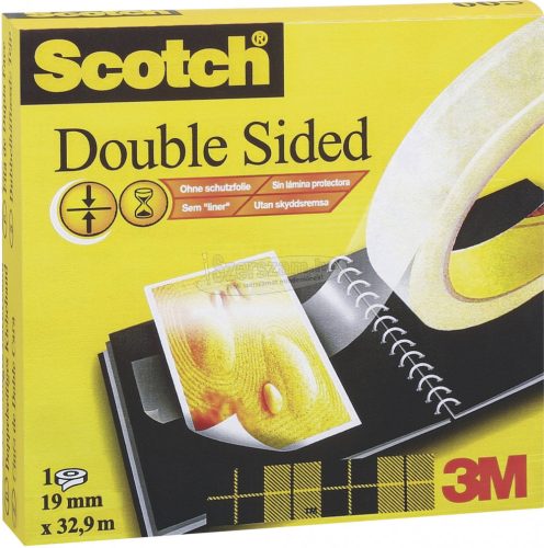 3M Kétoldalas ragasztószalag, Scotch 22,8mx12,7mm átlátszó 1 tekercs D6651222