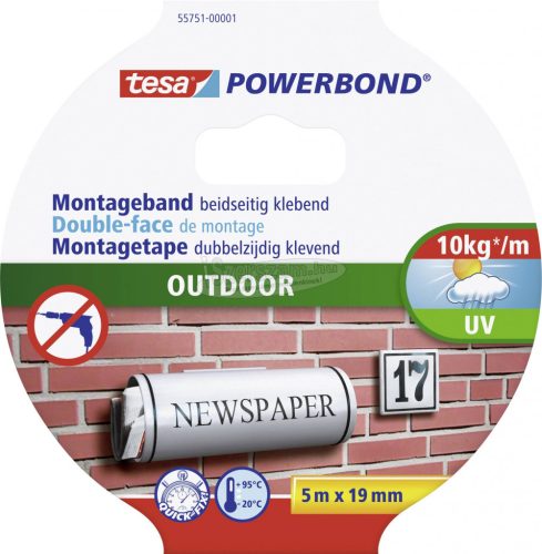 TESA Kétoldalú ragasztószalag kültérre 5m x 19mm Fekete 55751-00001-03