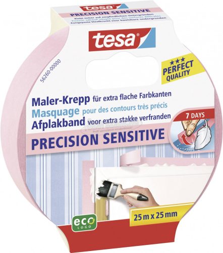TESA maszkolószalag, fedő, festőszalag 25m x 25mm rózsaszín Maler-Krepp Precision Sensitive 56260-00000-03
