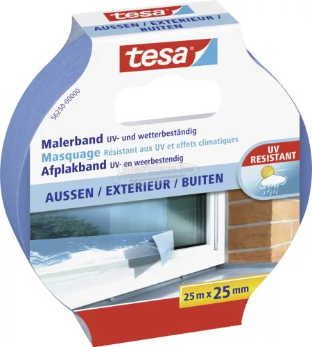 TESA kültéri maszkolószalag, krepp fedő, festőszalag 25m x 25mm kék Maler-Krepp Precision Outdoor 56250-00000-01