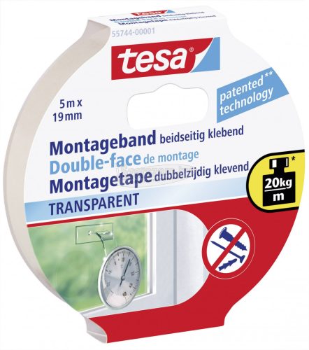 TESA Kétoldalú ragasztószalag 5m x 19mm Átlátszó 55744-00001-02