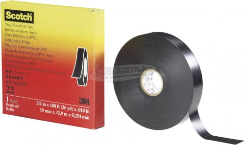 3M PVC elektromos szigetelőszalag, 33m x 38mm, fekete 80012017069 SCOTCH22-38X33
