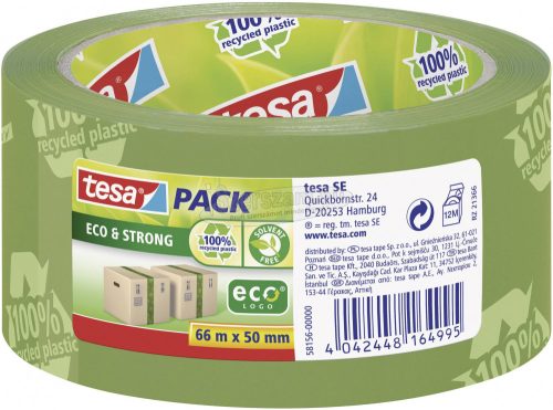 TESA Ragasztószalag Tesapack Eco & Strong 66mx50mm, zöld (nyomtatott), PP 58156 58156-00000-00