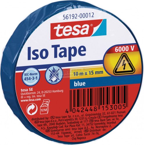 TESA 56192-00012-22 Szigetelőszalag Kék 10mx15mm 1db 56192-00012-22