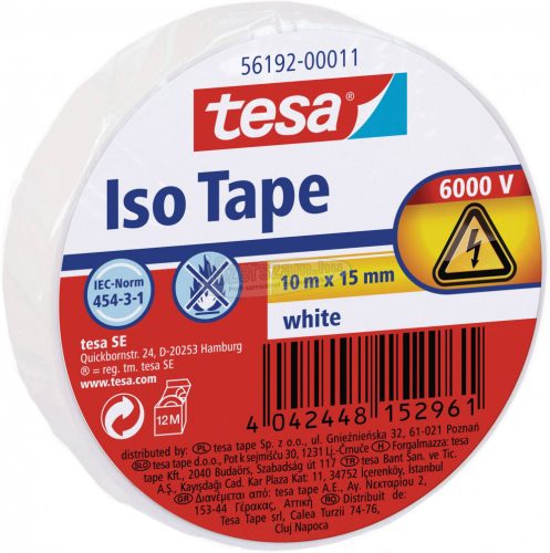 TESA Szigetelőszalag Fehér 10m x 15mm 1db 56192-00011-22