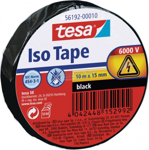 TESA 56192-00010-22 Szigetelőszalag Fekete 10mx15mm 1db 56192-00010-22