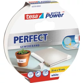   TESA PERFECT Szövet ragasztószalag extra Power Fehér 25m x 19mm 1db 56339-00003-01