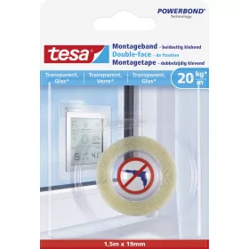   TESA GLASS Rögzítő szalag Powerbond Átlátszó 1,5m x 19mm 1db 77740-00000-00