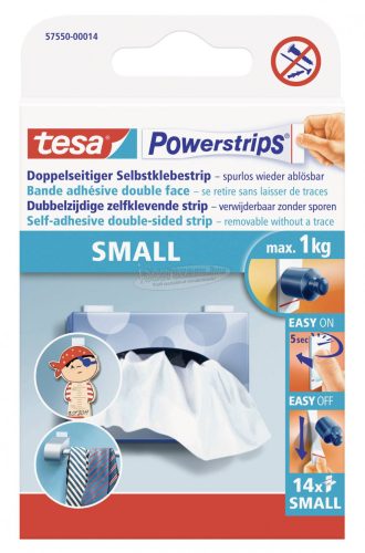 TESA Kétoldalas ragasztó, kicsi 14db, TESAPOWERSTRIPS 57550-00014-21