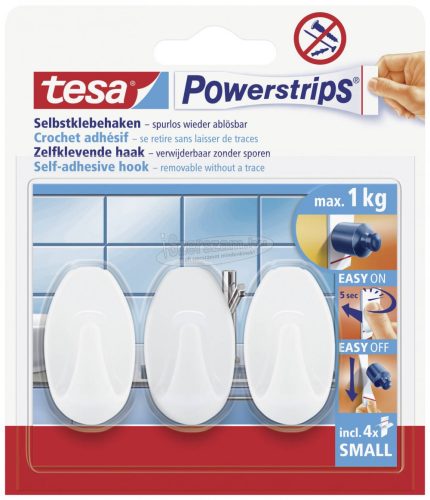 TESA POWERSTRIPS FELRAGASZTHATÓ FOGAS FEHÉR 3 DARAB 57533-00016-20