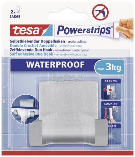 TESA Vízálló vízlehúzó fali tartó, fém, Powerstrips 59710 1db 59710-00000-04