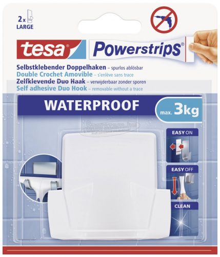 TESA Vízhatlan ragasztású tartó Powerstrips Waterproof Duo Hook Plastic 59704 59704-00000-03