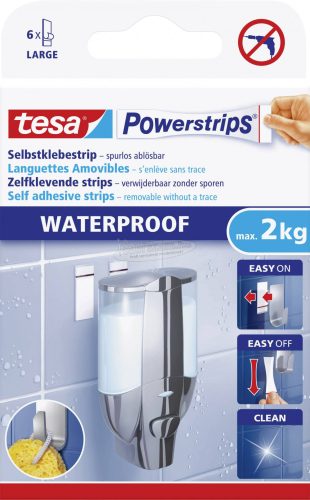 TESA Vízhatlan ragasztó lap Powerstrips Waterproofstrips nagy 59700 59700-00000-04