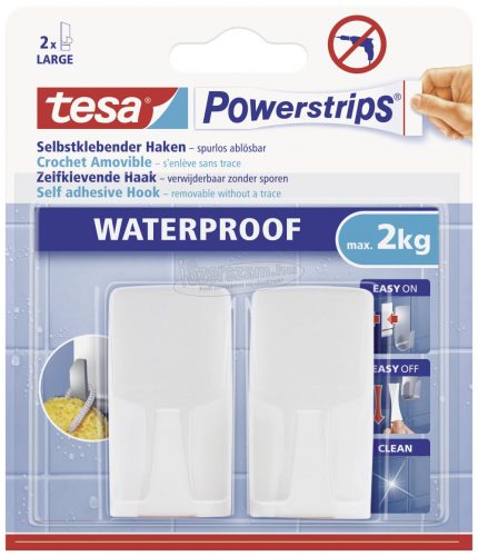 TESA Vízhatlan ragasztású akasztó Powerstrips Waterproof Hook Plastic 2db 59701-00000-03