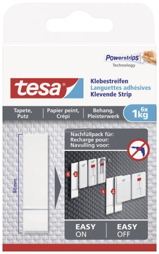 TESA ragasztócsíkok Fehér 6db 77771-00000-20