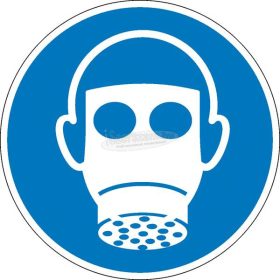   SAFETYMARKING Tiltó tábla Használjon légzésvédőt, Távolság tartása Öntapadó fólia 50mm ISO 7010 6db 30.A7202