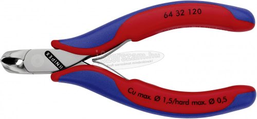 KNIPEX Elektronikai homlokcsípőfogó, lágy/közepes/kemény huzal max,: 1,5/1/0,5mm, 64 32 120 64 32 120