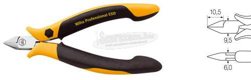 WIHA Professional ESD műszerész oldalcsípő fogó 115mm, 4 1/2" 26808