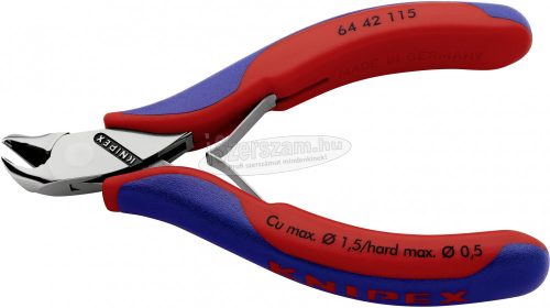 KNIPEX Elektronikai homlokcsípőfogó, vágási érték: lágy/közepes/kemény huzal: 1,5/1/0,5mm², 64 42 115 64 42 115 SB