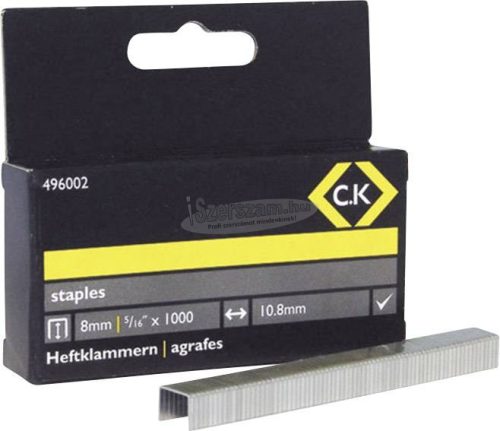 C.K Tűzőgép kapocs, 1000db 8mm x 10,5mm 496002