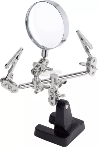 TOOLCRAFT Harmadik kéz valódi üveg nagyítóval 60mm 2,5x, TO-6546642 ZD-10D TO-6546642