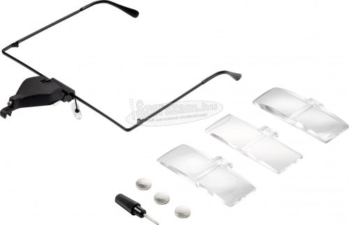 TOOLCRAFT Nagyítós szemüveg LED-es világítással 1,5x, 2,5x, 3,5x, TO-5137812 TO-5137812