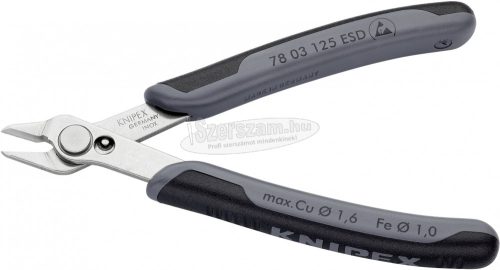 KNIPEX Elektronikai oldalcsípő fogó, ESD, Super-Knips hegyes 125mm 78 03 125 ESD SB