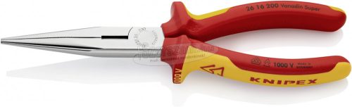 KNIPEX szigetelt fél-kerekcsőrű fogó hosszú csőrű 200mm 1000V VDE gólyacsőr fogó 26 16 200 SB