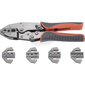   TOOLCRAFT Racsnis krimpelő fogó sarukhoz, érintkezőkhöz, 5db cserélhető betéttel 430461