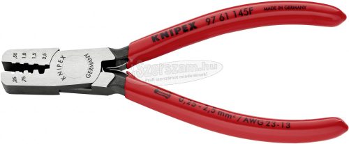 KNIPEX Krimpelő fogó, szigetelt érvéghüvelyhez, trapéz profil, PVC nyél 145mm 0,25-2,5mm² AWG24-14 97 61 145 F