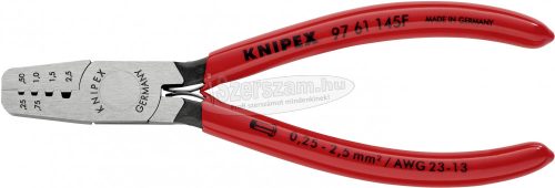 KNIPEX Krimpelő fogó, szigetelt érvéghüvelyhez, trapéz profil, PVC nyél 145mm 0,25-2,5mm² AWG24-14 97 61 145 F