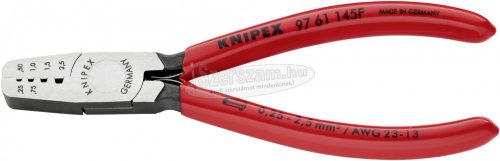 KNIPEX Krimpelő fogó, szigetelt érvéghüvelyhez, trapéz profil, PVC nyél 145mm 0,25-2,5mm² AWG24-14 97 61 145 F