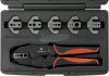 TOOLCRAFT Koax krimpelő fogó 7 részes készlet BNC, TNC, LWL, RG6/8/11/58/59/62/174/179/213 csatlakozókhoz 818645