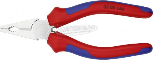 KNIPEX Kombinált fogó, 140mm, vágási érték: (közepes/kemény) 2,8/1,8mm, max 10mm², 03 05 140