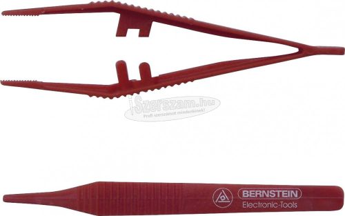 BERNSTEIN Műanyag csipesz elektronikai, modellező csipesz, fogazott, bordázott nyéllel és heggyel 125mm 05-0030