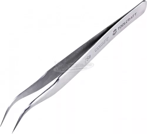 TOOLCRAFT Precíziós csipesz 7a SA, sarlócsúcs, 55°-ban ívelt, kerek, finom, 120mm, TO-5861037