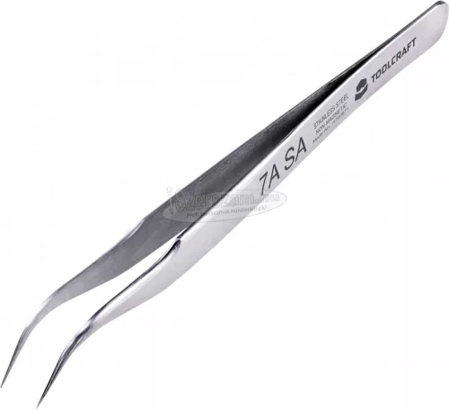 TOOLCRAFT Precíziós csipesz 7a SA, sarlócsúcs, 55°-ban ívelt, kerek, finom, 120mm, TO-5861037