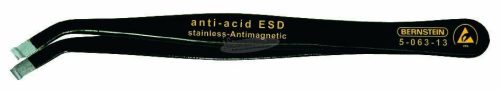 BERNSTEIN ESD SMD csipesz 58-forma 115mm, hajlított 35°, fogó mélyedéssel, 0,8x3,5mm SA 5-063-13