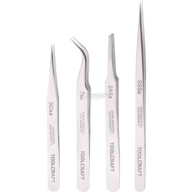   TOOLCRAFT Műszerész csipeszkészlet, 4 részes SS SA, 2a SA, 7 SA, 3c SA nemesacél csipesz 816747