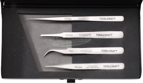 TOOLCRAFT Műszerész csipeszkészlet, 4 részes SS SA, 2a SA, 7 SA, 3c SA nemesacél csipesz 816747