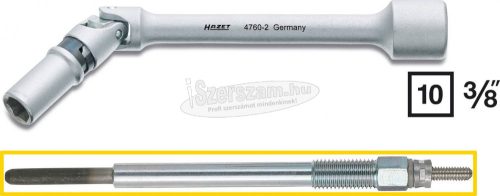 HAZET Izzítógyertya dugókulcs 8mm-es gyertyákhoz, 10mm (3/8), 4760-2 4760-2