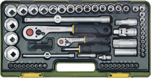 PROXXON 23286 Racsnis szerszámkészlet, Krova BIT készlet 65 részes 6,3mm (1/4") és 12,5mm (1/2") 23286