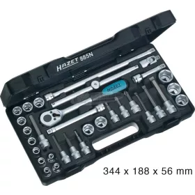   HAZET Dugókulcs + rátűzőkulcs készlet 3/8" 32 részes 885N