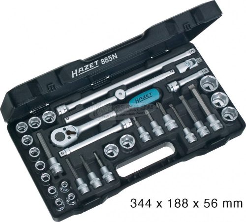 HAZET Dugókulcs + rátűzőkulcs készlet 3/8" 32 részes 885N
